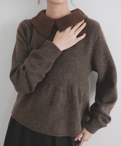 【BLAMINK】アイボリーウールポロニット Reebok× FRAY I.D】ラガーカラーポロニットプルオーバー（ニット