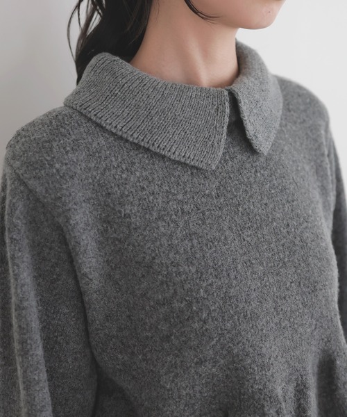 LIAN（リアン）の「ペプラムポロニットプルオーバー（ニット/セーター・レディース・アイボリー/チャコールグレー/ブラウン・FREE）」の9枚目の写真