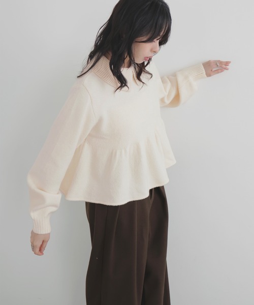 LIAN（リアン）の「ペプラムポロニットプルオーバー（ニット/セーター・レディース・アイボリー/チャコールグレー/ブラウン・FREE）」の19枚目の写真