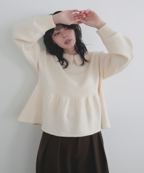 LIAN（リアン）の「ペプラムポロニットプルオーバー（ニット/セーター・レディース・アイボリー/チャコールグレー/ブラウン・FREE）」の20枚目の写真