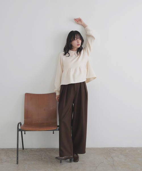 LIAN（リアン）の「ペプラムポロニットプルオーバー（ニット/セーター・レディース・アイボリー/チャコールグレー/ブラウン・FREE）」の21枚目の写真