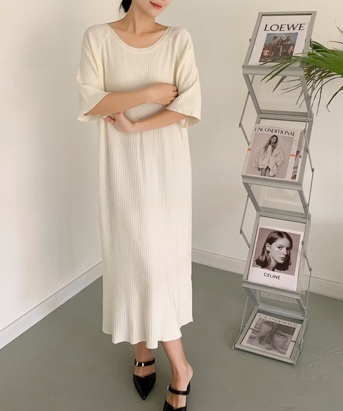 aimoha(アイモハ)の「リブニットロングワンピース (SS)(ワンピース・レディース・ブラック/ライトベージュ/ダークベージュ・FREE)」の7枚目の写真