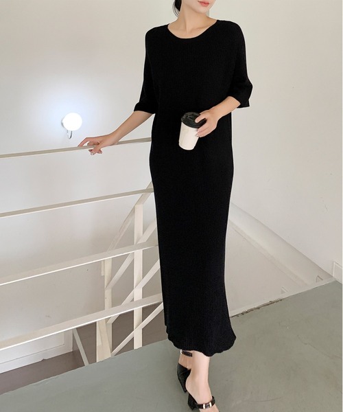aimoha(アイモハ)の「リブニットロングワンピース (SS)(ワンピース・レディース・ブラック/ライトベージュ/ダークベージュ・FREE)」の17枚目の写真