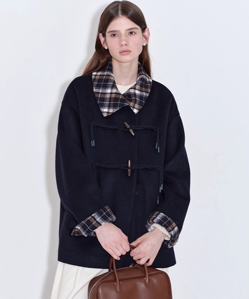 「3/31まで出品」fanostadio ショートピーコート ショートビーバー スタンドカラー コート （その他アウター）｜J