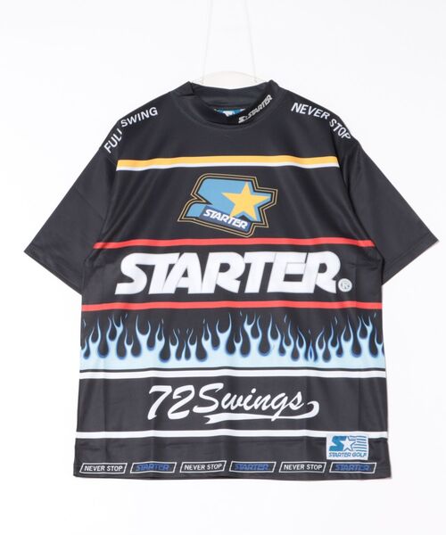 STARTER(スターター)の「【RES】【STARTER GOLF】スターターゴルフ ロゴファイヤーパターンモックネック半袖Tシャツ(Tシャツ/カットソー・メンズ・ブラック/ホワイト・L/M)」の2枚目の写真