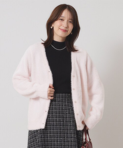 ITS'DEMO（イッツデモ）の「【手洗い可】フェザーヤーンVカーディガン（カーディガン/ボレロ・レディース・チャコールグレー/ピンク/ピンク系/オフホワイト・00）」の13枚目の写真