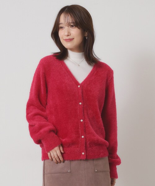 ITS'DEMO（イッツデモ）の「【手洗い可】フェザーヤーンVカーディガン（カーディガン/ボレロ・レディース・チャコールグレー/ピンク/ピンク系/オフホワイト・00）」の17枚目の写真