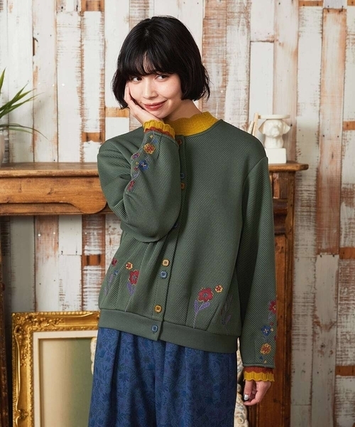 Florecer フラワー刺繍カットソーカーディガン（Tシャツ/カットソー