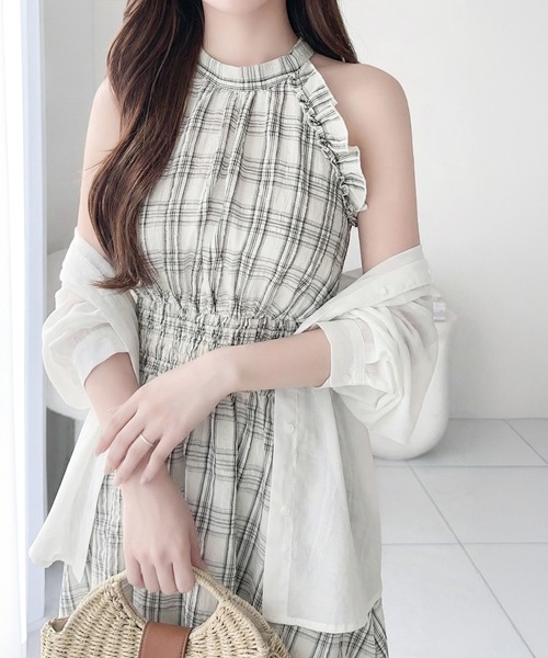 mily bilet(ミウィビレット)の「【mily bilet】甘さ品よく、視線くぎづけ♪バックリボンアメスリフリルワンピース(ロング丈)(ワンピース・レディース・ホワイト系/ブラック系/ブラック・SMALL/MEDIUM/X-LARGE/LARGE)」の10枚目の写真