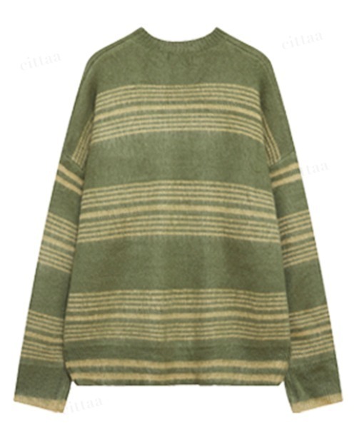 Dalfwin（ダールフィン）の「韓国ファッション Maoeマルチボーダー柄モヘアニット（ニット/セーター・レディース・ブラック/グリーン・FREE）」の22枚目の写真