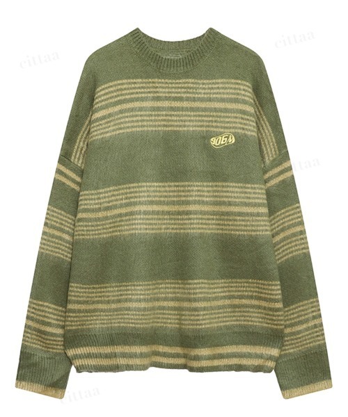 Dalfwin（ダールフィン）の「韓国ファッション Maoeマルチボーダー柄モヘアニット（ニット/セーター・レディース・ブラック/グリーン・FREE）」の21枚目の写真