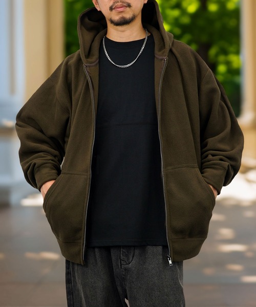 セール】【GROOVY STORE】フリース素材 オーバーサイズフルZIPパーカー