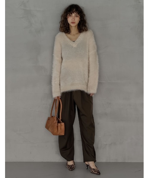 Re:EDIT（リエディ）の「[2025AW COLLECTION]ネコヤーンVネックニットプルオーバー（ニット/セーター・レディース・グレイッシュベージュ/アイボリー/グレー・FREE）」の12枚目の写真