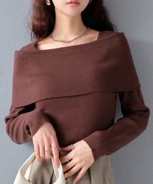 オフショルニット オフショルダー」に該当するブラウン/茶色系の