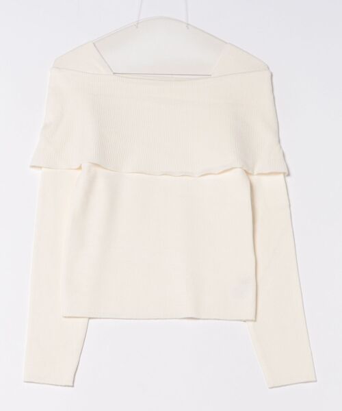 STYLEBLOCK(スタイルブロック)の「オフショルニットトップス(ニット/セーター・レディース・オフホワイト/ブラック/ブラウン/ボルドー・FREE)」の6枚目の写真