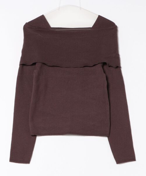 STYLEBLOCK(スタイルブロック)の「オフショルニットトップス(ニット/セーター・レディース・オフホワイト/ブラック/ブラウン/ボルドー・FREE)」の7枚目の写真