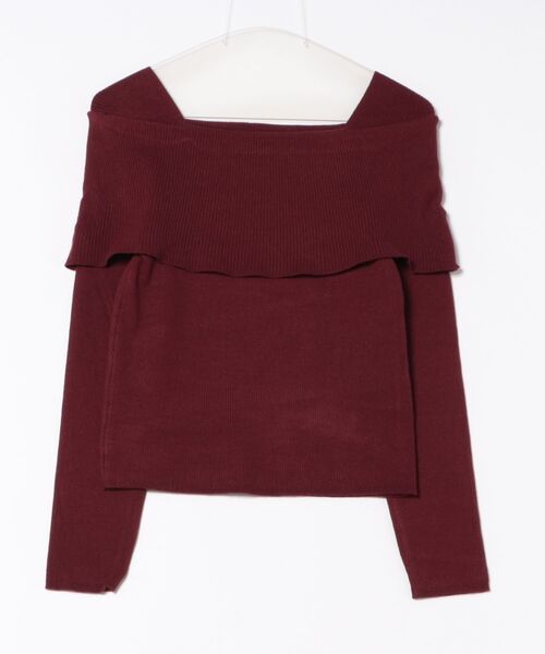 STYLEBLOCK(スタイルブロック)の「オフショルニットトップス(ニット/セーター・レディース・オフホワイト/ブラック/ブラウン/ボルドー・FREE)」の8枚目の写真