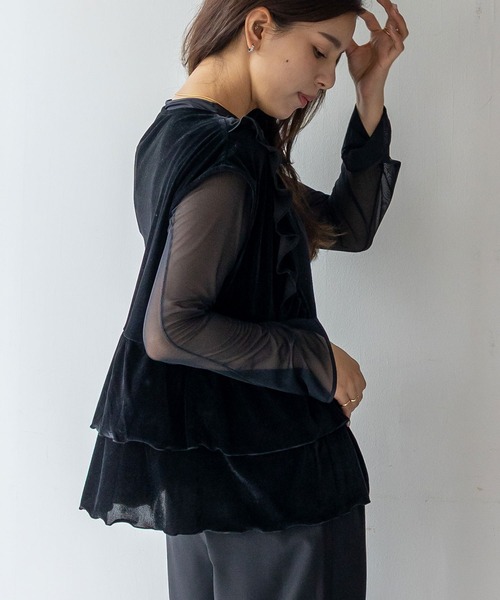 VitaFelice（ヴィータフェリーチェ）の「ベロアフリルティアードベスト（ベスト・レディース・ブラック/ボルドー/ブラウン・FREE）」の13枚目の写真