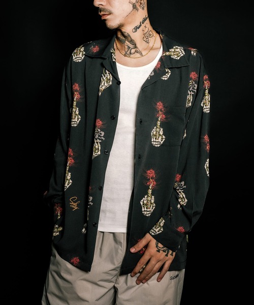 Subciety（サブサエティ）の「Spider lily aloha shirt（シャツ/ブラウス・メンズ・ブラック/スカイブルー/イエロー・SMALL/MEDIUM/LARGE/X-LARGE）」の2枚目の写真