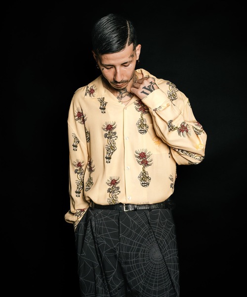 Subciety（サブサエティ）の「Spider lily aloha shirt（シャツ/ブラウス・メンズ・ブラック/スカイブルー/イエロー・SMALL/MEDIUM/LARGE/X-LARGE）」の4枚目の写真