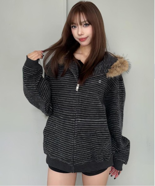 Y2K Stripe Farfedge Zip‑Up — ютильный свитшот в стиле Y2K с полосами