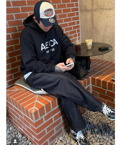 AECA(エイカ)の「BIG LOGO PULLOVER HOODIE-NAVY/WHITE(パーカー・レディース・その他・SMALL/LARGE/MEDIUM/X-LARGE)」の4枚目の写真