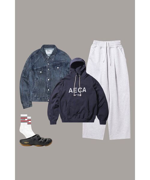 AECA(エイカ)の「BIG LOGO PULLOVER HOODIE-NAVY/WHITE(パーカー・レディース・その他・SMALL/LARGE/MEDIUM/X-LARGE)」の2枚目の写真