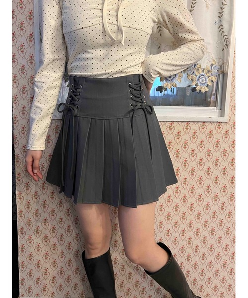 PHILLY(フィリー)の「ダブルレースアッププリーツスカート(スカート・レディース・グレー/ブラック・FREE)」の12枚目の写真