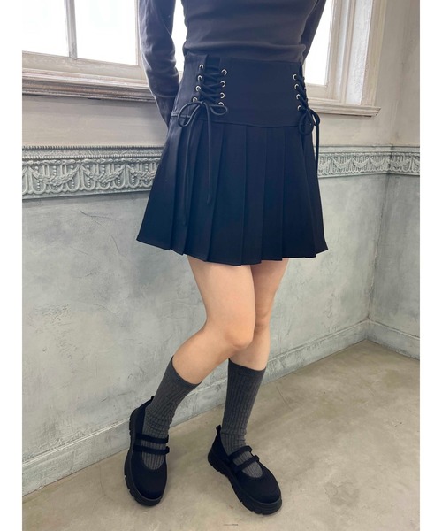 PHILLY(フィリー)の「ダブルレースアッププリーツスカート(スカート・レディース・グレー/ブラック・FREE)」の9枚目の写真