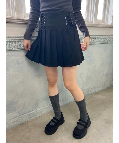 PHILLY(フィリー)の「ダブルレースアッププリーツスカート(スカート・レディース・グレー/ブラック・FREE)」の11枚目の写真