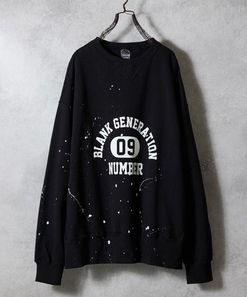 NUMBER (N)INE(ナンバーナイン)の「HAND PAINTED VINTAGE GAZETTE CREWNECK SWEATSHIRT(BLACK) / ハンドペイントヴィンテージ ガゼット クルーネック スウェット(スウェット・メンズ・ブラック系1/ブラック系4/ブラック系2/ブラック系3・3/4/2)」の1枚目の写真