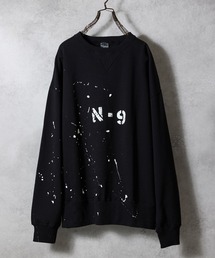 HAND PAINTED VINTAGE GAZETTE CREWNECK SWEATSHIRT(BLACK) / ハンドペイントヴィンテージ ガゼット クルーネック スウェット