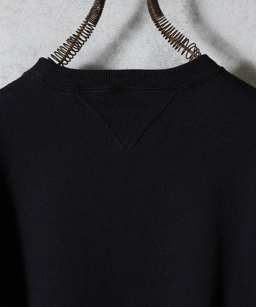 HAND PAINTED VINTAGE GAZETTE CREWNECK SWEATSHIRT(BLACK) / ハンド