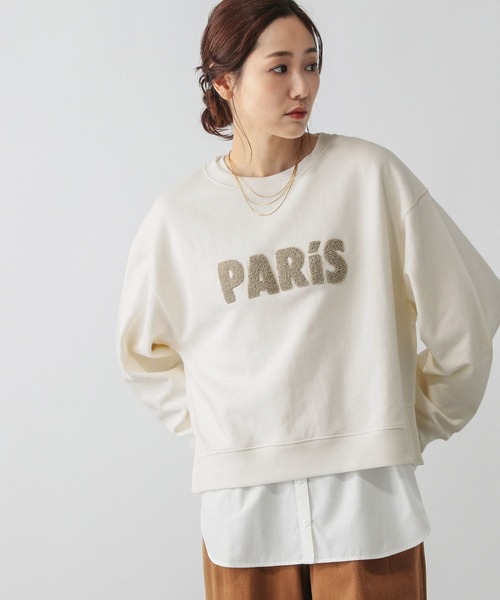 GLOBAL WORK（グローバルワーク）の「乾きやすいプリントスウェット/580953（スウェット・レディース・チャコールグレー/オフホワイト/ホワイト/キャメル/ライトグレー/ネイビー/ダークグレー・LONG/SHORT/REGULAR）」の3枚目の写真