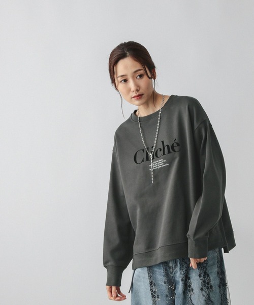 GLOBAL WORK（グローバルワーク）の「乾きやすいプリントスウェット/580953（スウェット・レディース・チャコールグレー/オフホワイト/ホワイト/キャメル/ライトグレー/ネイビー/ダークグレー・LONG/SHORT/REGULAR）」の4枚目の写真