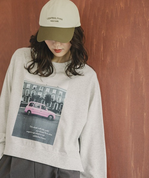 GLOBAL WORK（グローバルワーク）の「乾きやすいプリントスウェット/580953（スウェット・レディース・チャコールグレー/オフホワイト/ホワイト/キャメル/ライトグレー/ネイビー/ダークグレー・LONG/SHORT/REGULAR）」の5枚目の写真