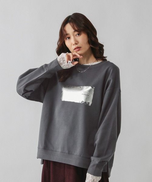 GLOBAL WORK（グローバルワーク）の「乾きやすいプリントスウェット/580953（スウェット・レディース・チャコールグレー/オフホワイト/ホワイト/キャメル/ライトグレー/ネイビー/ダークグレー・LONG/SHORT/REGULAR）」の6枚目の写真