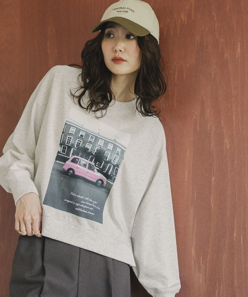 GLOBAL WORK（グローバルワーク）の「乾きやすいプリントスウェット/580953（スウェット・レディース・チャコールグレー/オフホワイト/ホワイト/キャメル/ライトグレー/ネイビー/ダークグレー・LONG/SHORT/REGULAR）」の12枚目の写真