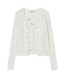 THE GREEN LAB（ザグリーンラボ）の「Dot Pattern Top Cardigan Set [Ivory]（カーディガン/ボレロ）」