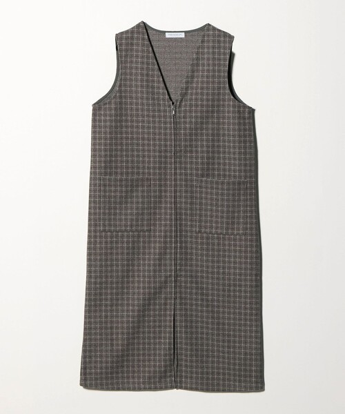 A DAY IN THE LIFE UNITED ARROWS(アデイインザライフユナイテッドアローズ)の「ニットメルトン チェック ジャンパースカート <A DAY IN THE LIFE>(ワンピース・レディース・オレンジ/グレー系・FREE)」の2枚目の写真