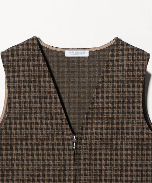 A DAY IN THE LIFE UNITED ARROWS(アデイインザライフユナイテッドアローズ)の「ニットメルトン チェック ジャンパースカート <A DAY IN THE LIFE>(ワンピース・レディース・オレンジ/グレー系・FREE)」の4枚目の写真