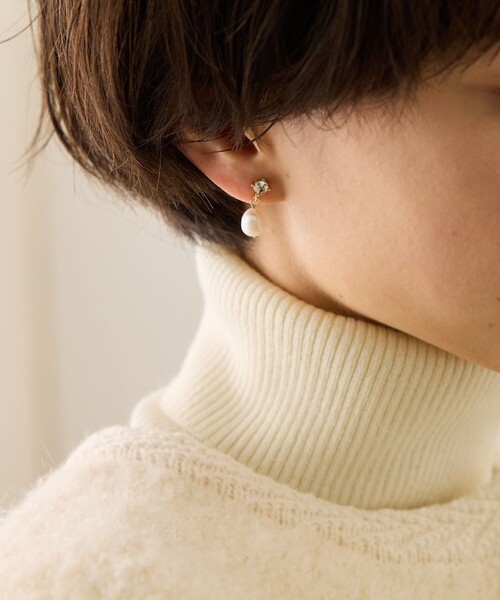 ROPE' PICNIC(ロペピクニック)の「淡水パール×ガラスピアス(ピアス(両耳用)・レディース・ゴールド/シルバー・FREE)」の3枚目の写真