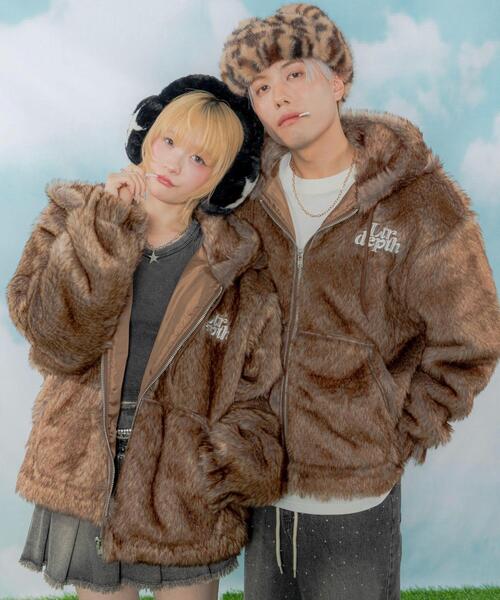 LTR DEPTH（レイターデプス）の「LTR DEPTH/ファーフードロゴブルゾン（ブルゾン・メンズ・ブラウン系その他/グレー系その他・LARGE/MEDIUM）」の2枚目の写真