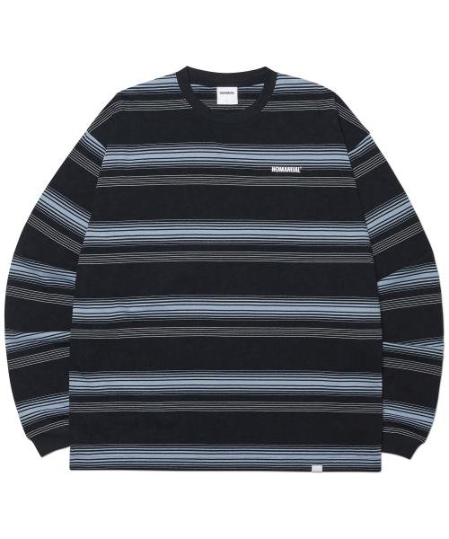 NOMANUAL(NOMANUAL)の「NM STRIPED LONG SLEEVE TEE - BLACK(Tシャツ/カットソー・レディース・その他・X-LARGE/LARGE/MEDIUM)」の1枚目の写真