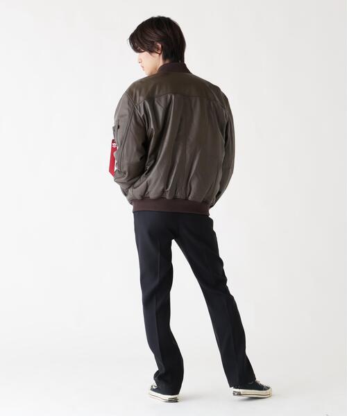 Alpha Industries(アルファインダストリーズ)の「ALPHA INDUSTRIES/アルファ インダストリーズ/LEATHER MA-1 FLIGHT JACKET/レザー エムエーワン フライト ジャケット(MA-1・メンズ・ブラウン/ブラック・2XL/L/M/S/XL)」の9枚目の写真