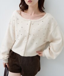 Kastane（カスタネ）の「【11.16(日)0:00発売/ZOZO先行】MIXビジューニットカーディガン（カーディガン/ボレロ）」