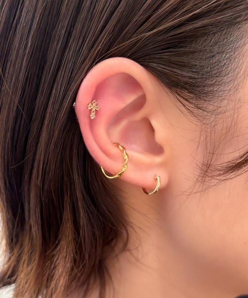 NOIR DE POUPEE K10 フープピアス ゴールド K10 シンプル丸線 ミニフープピアス（ピアス（両耳用））｜NOIR DE