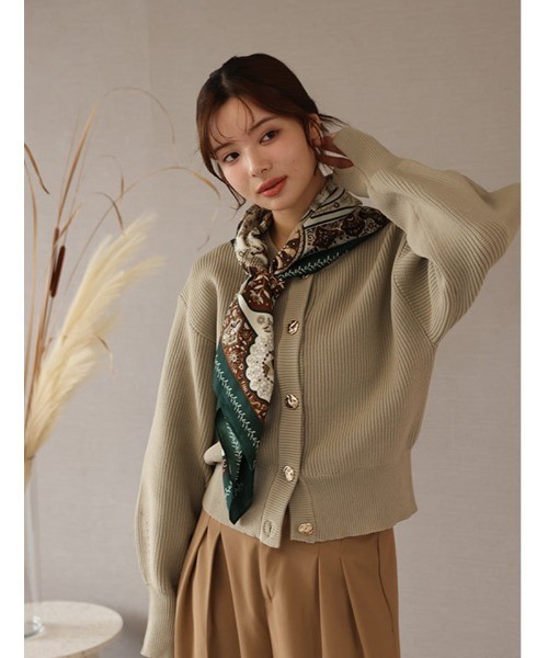 fifth（フィフス）の「ゴールドボタンニットカーディガン（カーディガン/ボレロ・レディース・ブラウン/チャコールグレー/ベージュ・M）」の2枚目の写真