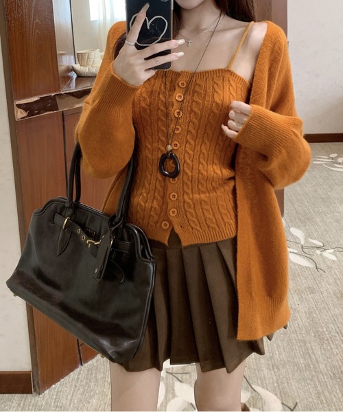 MAISON DE THERESE(メゾン ド テレーズ)の「ケーブルニットセット(ベスト&カーディガン)(ニット/セーター・レディース・レッド/ブラック/アイボリー/グリーン/ピンク/オレンジ・M)」の18枚目の写真