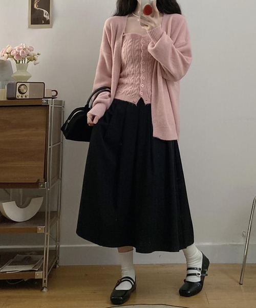 MAISON DE THERESE(メゾン ド テレーズ)の「ケーブルニットセット(ベスト&カーディガン)(ニット/セーター・レディース・レッド/ブラック/アイボリー/グリーン/ピンク/オレンジ・M)」の17枚目の写真